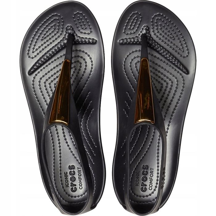 Crocs sandali donna Serena Metallic Bar Fp W nero e oro 206420 751 d'oro 2