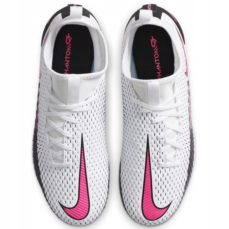 Nike Phantom Gt Academy Df FG / MG Junior CW6694 160 scarpe da calcio bianca bianca 1