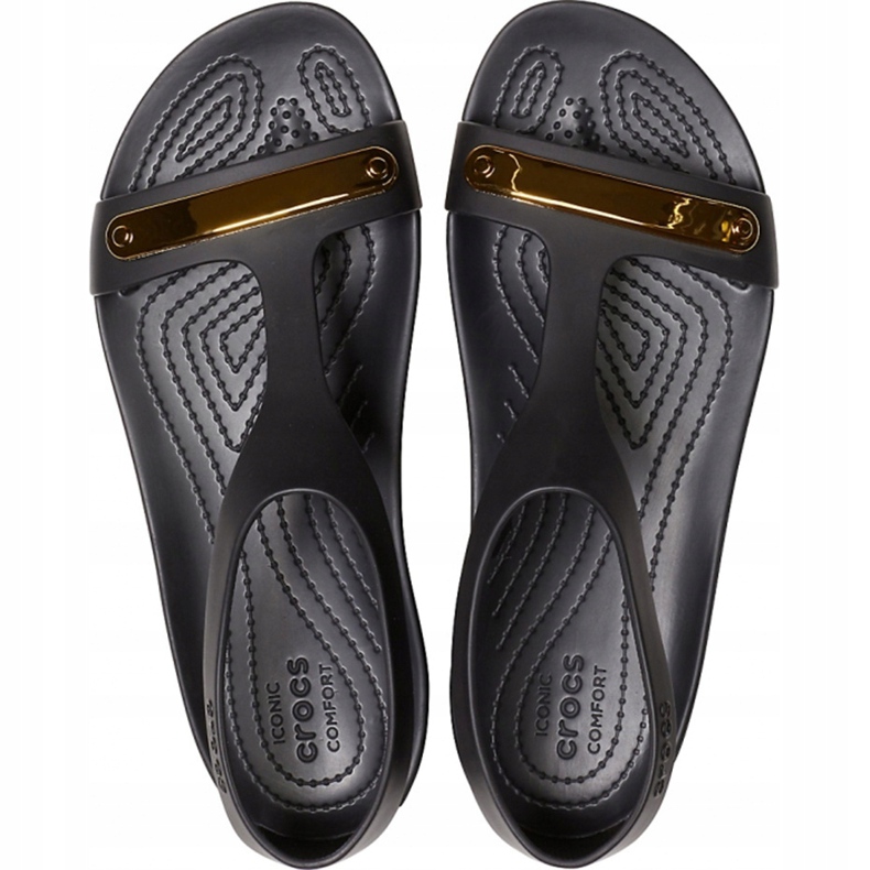 Crocs sandali donna Serena Metallic Bar Sdl W nero-oro 206421 751 2