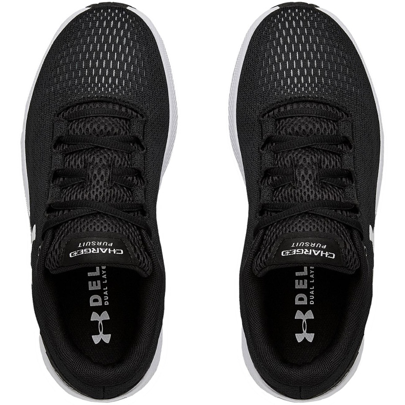 Under Armour Ua W Charged Pursuit 2 scarpe da donna nere e bianche 3022604 001 nero 1