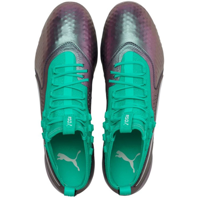 Puma One 1 Il Lth Fg Ag scarpe da calcio grigio-verde 104925 01 rosso 1