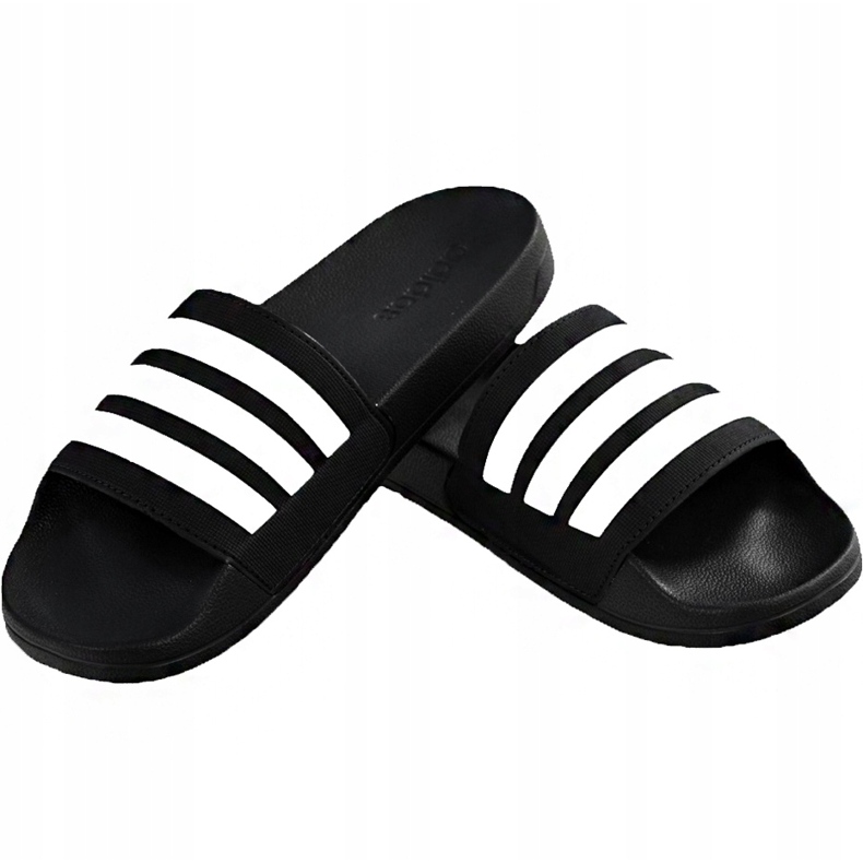 Ciabatte Adidas Adilette Cloudfoam Plus Stripes nere AP9971 bianca nero 1