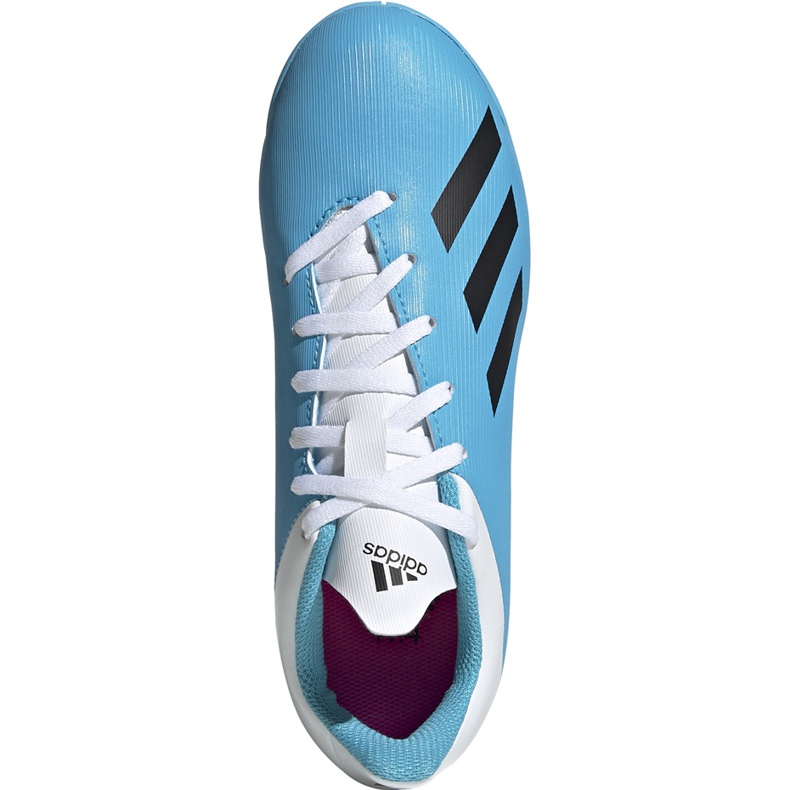 Scarpe da calcio adidas X 19.4 In Junior blu e bianche F35352 1