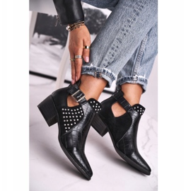 FB1 Stivali Donna Con Fibbia Tacco Alto Nero Rontra 2