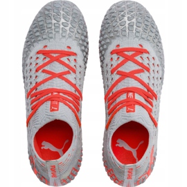 Scarpe da calcio Puma Future 4.1 Netfit Fg Ag Jr argento-rosso 105692 01 grigio 1