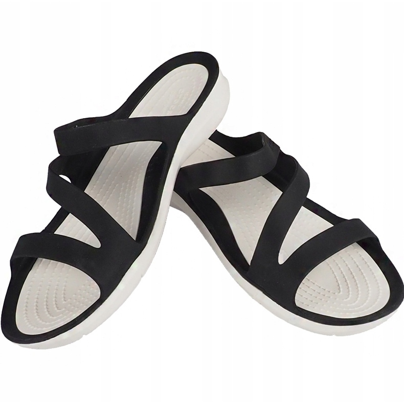 Pantofole da donna Crocs Swiftwater Sandal W bianco e nero 203998 066 1