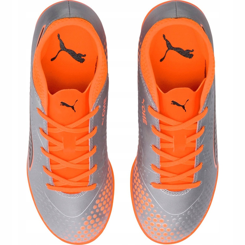 Puma One 4 Syn It Junior scarpe da calcio grigio-arancio 104783 01 multicolore d'argento 1