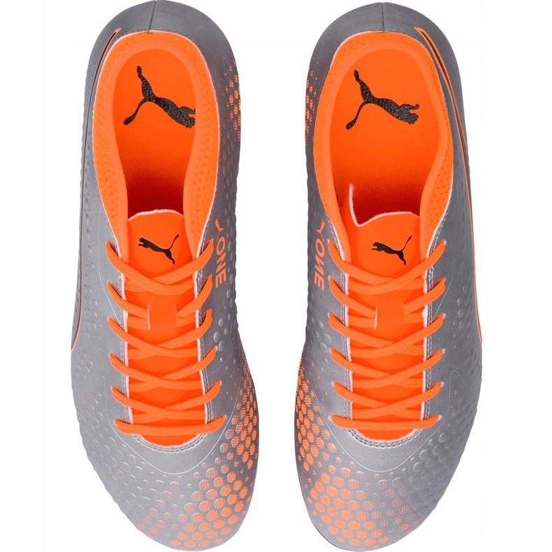 Scarpe da calcio Puma One 4 Syn Fg grigio-arancio 104749 01 multicolore argento 1