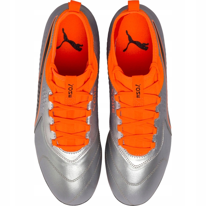 Scarpe da calcio Puma One 3 Lth Fg grigio-arancio 104743 01 multicolore 1