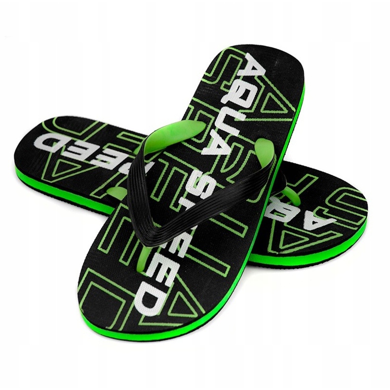 Pantofole uomo Aqua-Speed ​​Rhodes nere e verdi col. 38 nero verde 1