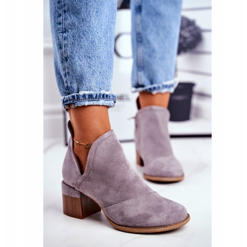 MSMG Stivali da donna con tacco alto cut out grigio mini meliori 2