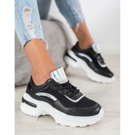 SHELOVET Scarpe da ginnastica nere alla moda bianca nero 1