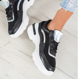SHELOVET Scarpe da ginnastica nere alla moda bianco nero 2