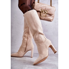 FRGIV Stivali al ginocchio da donna Beige Truly Love 2