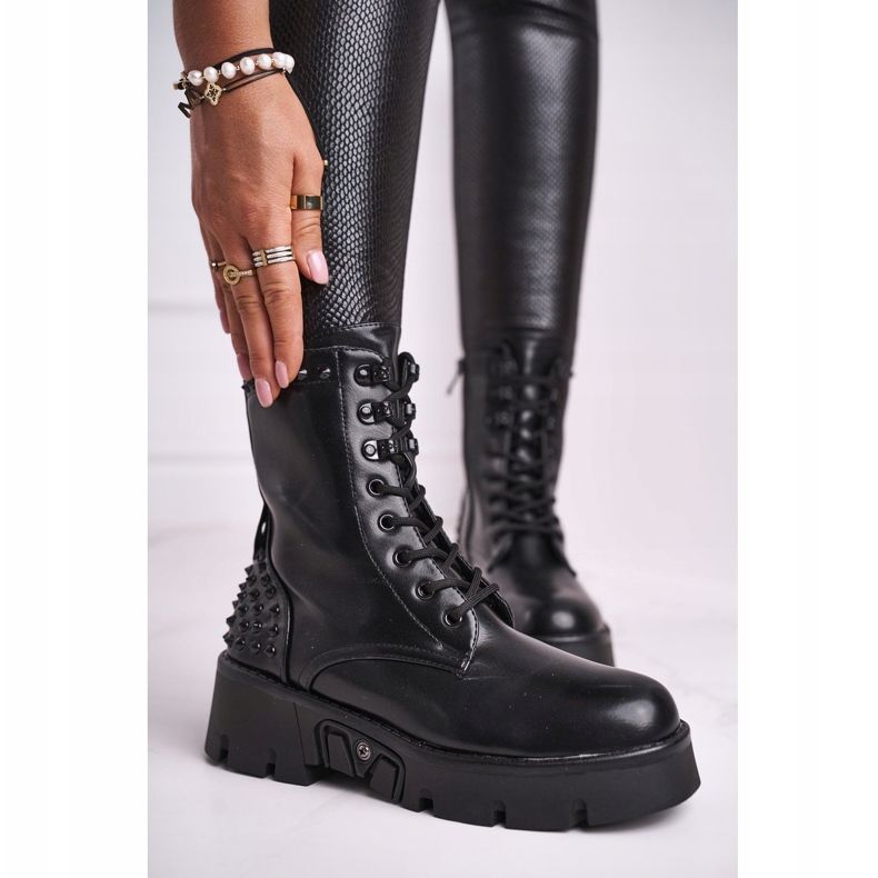 FG2 Stivali da donna sulla piattaforma Rock Grunge Black Angels nero rosso 1
