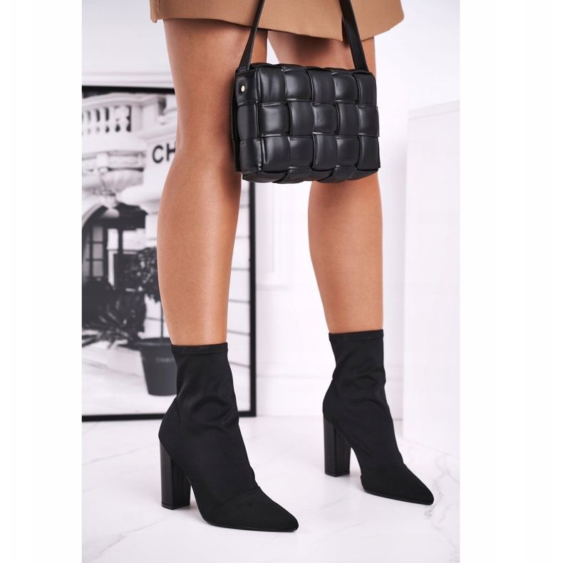 FG2 Stivali da donna su un tacco alto Lycra Black Morie nero 2
