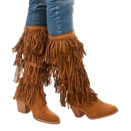Stivali texani in pelle scamosciata cammello Boho Wystila marrone 1