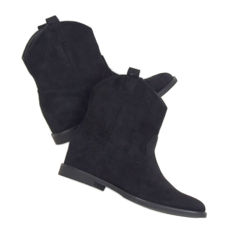 Stivali da cowboy su una zeppa nascosta nero J936 Black 1