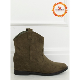 Stivali texani verdi su zeppa nascosta J936 DK.GREEN verde 1