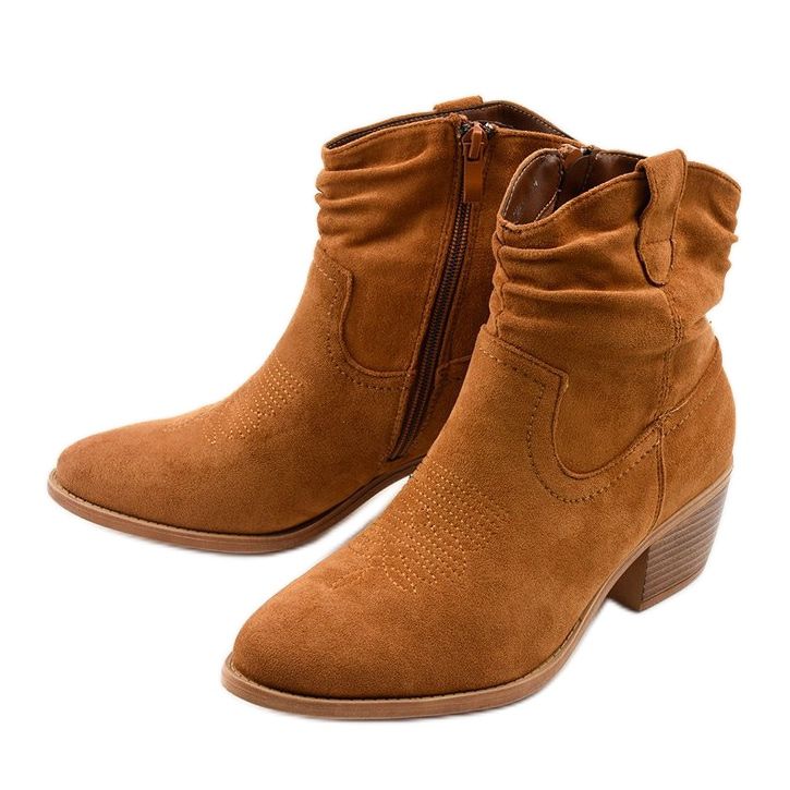 Stivali da cowboy in pelle scamosciata marrone con cerniera Slatemark 2