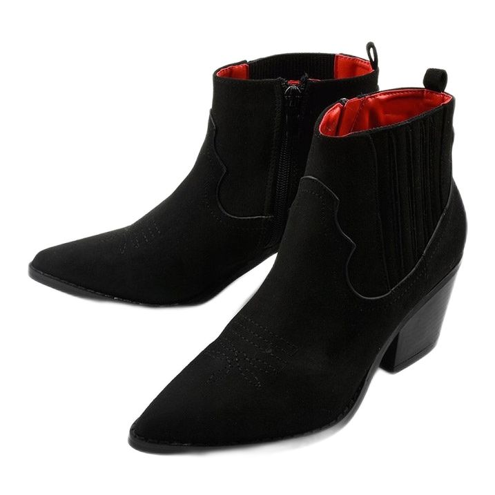 Stivali alti in camoscio nero di Elirea stivali da cowboy 2