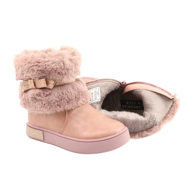 American Club Stivali americani GC26 / 20 con zip e pelliccia rosa d'oro 4