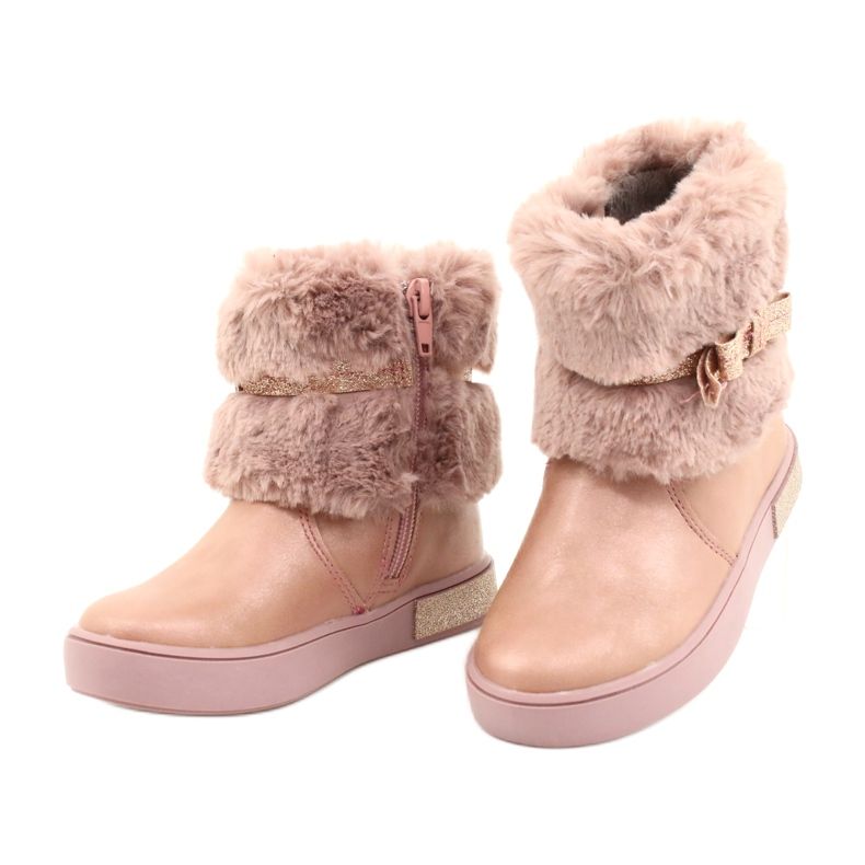 American Club Stivali americani GC26 / 20 con zip e pelliccia rosa d'oro 2