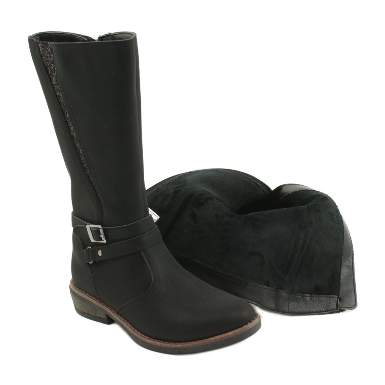 American Club Stivali lunghi con glitter nero americano GC24/20 4