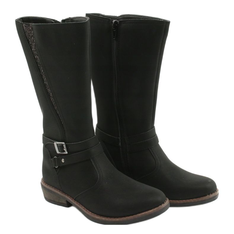 American Club Stivali lunghi con glitter nero americano GC24/20 3