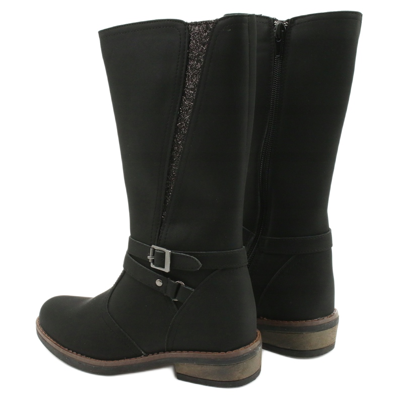 American Club Stivali lunghi con glitter nero americano GC24/20 2