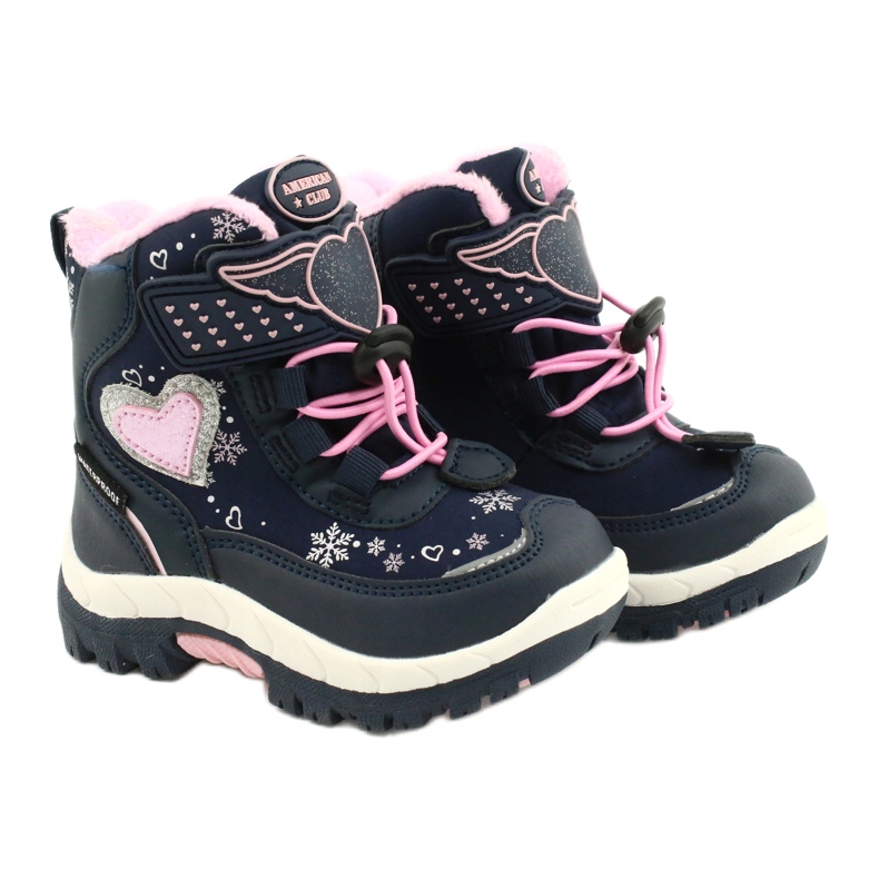 Stivali softshell American Club con membrana blu navy HL48 / 20 rosa argento 4