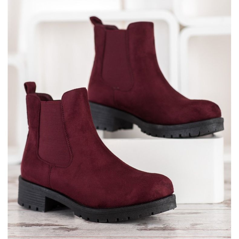 SHELOVET Stivaletti Chelsea bordeaux rosso 1