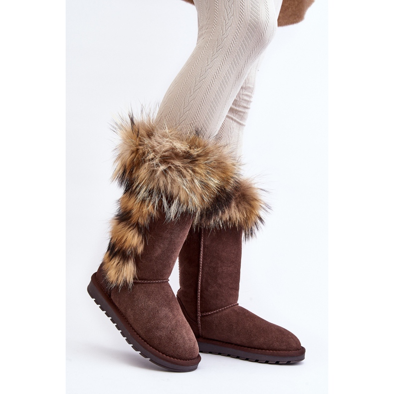 Stivali da neve in pelle calda da donna Camel Balvin marrone 1