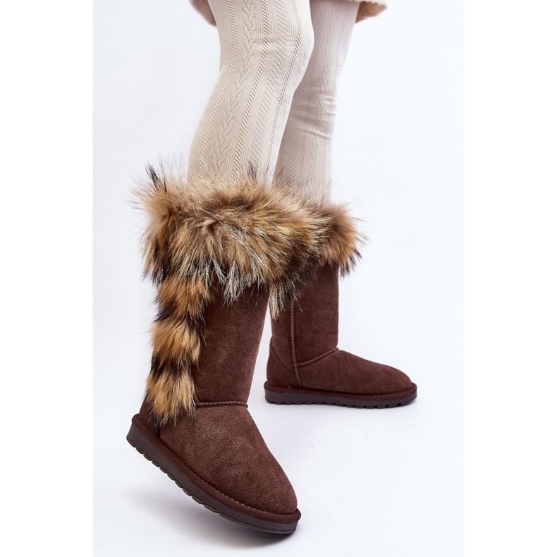 Stivali da neve in pelle calda da donna Camel Balvin marrone 2