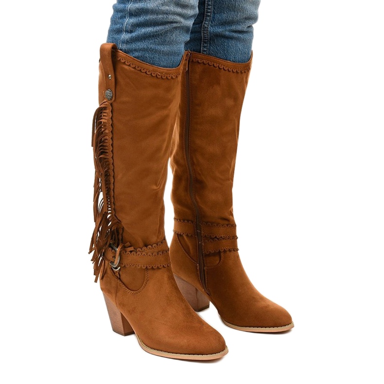 Stivali da cowboy Kellyn in pelle scamosciata cammello marrone 1