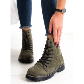 Small Swan Trapper in pelle scamosciata verde 1
