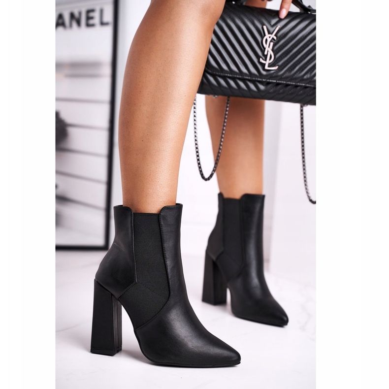 FG1 Stivali da donna con tacco e polsini neri Good Vibes nero 1