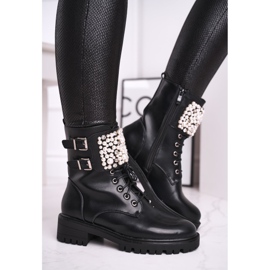 Marquiiz Stivali da donna con tacco piatto Military Black Bemmer nero 2