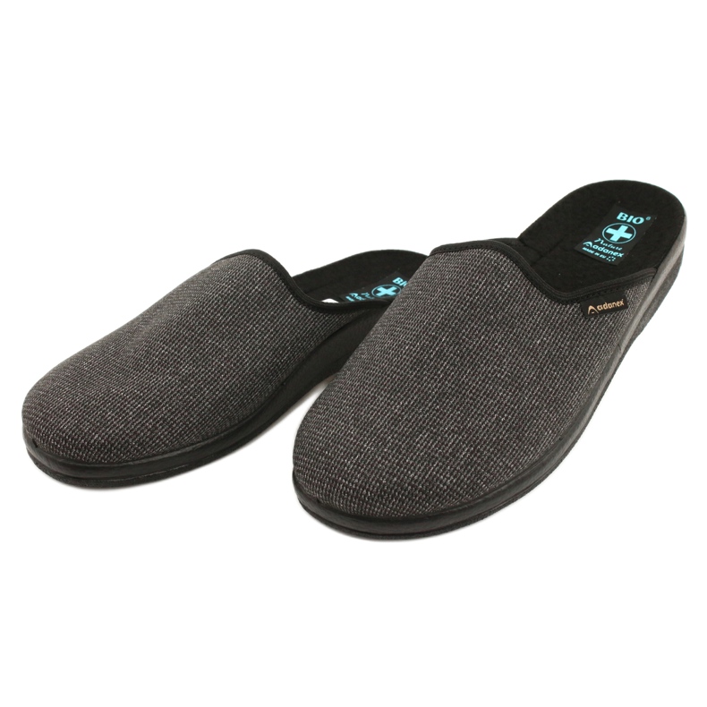Pantofole da uomo Adanex 24142 nero grigio 2