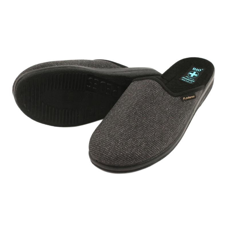 Pantofole da uomo Adanex 24142 nero grigio 3