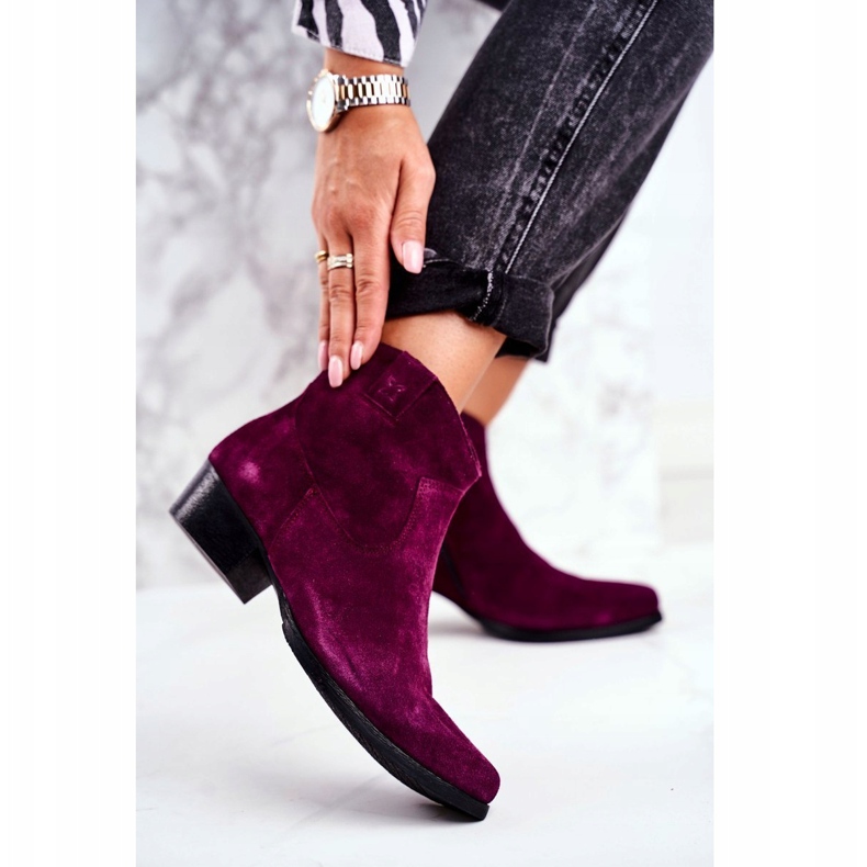 Stivali da donna in pelle scamosciata Maciejka viola 04289-05 1