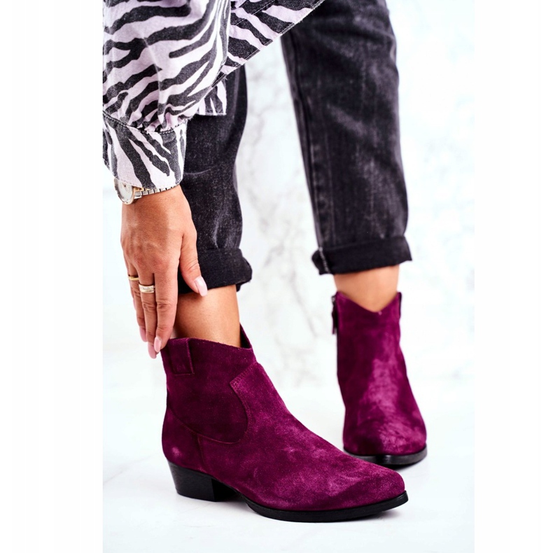 Stivali da donna in pelle scamosciata Maciejka viola 04289-05 2