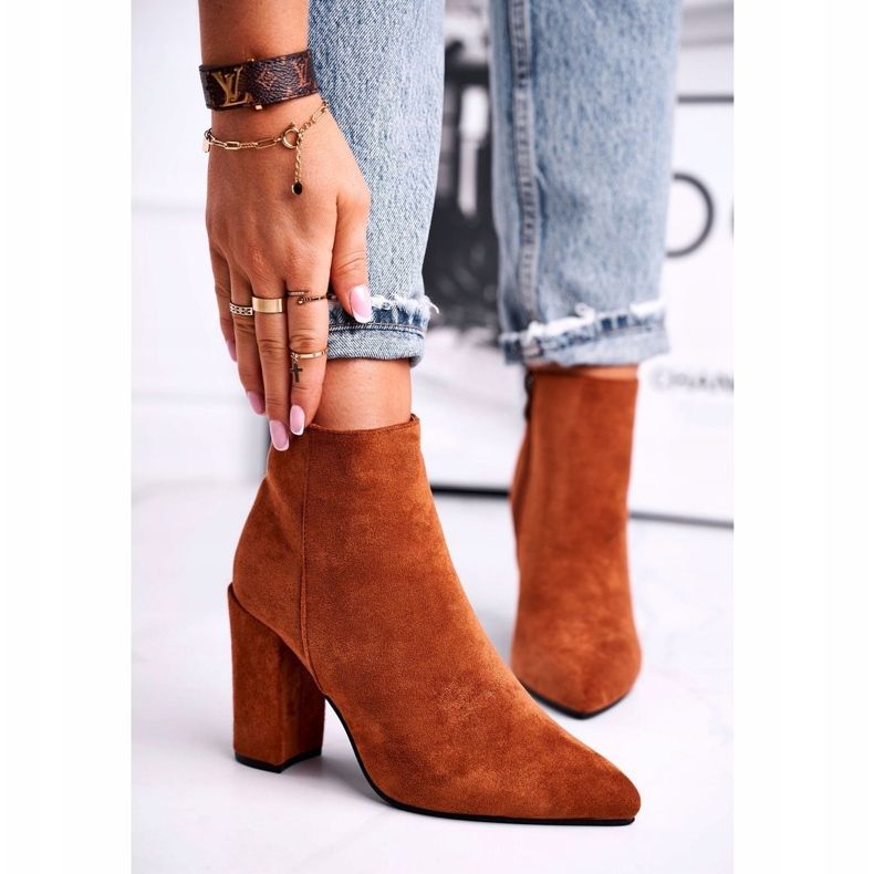 FW1 Stivali da donna con tacco Suede Camel Sharks marrone 1