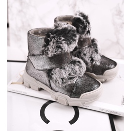 Apawwa Stivaletti Bambini Velcro Pelliccia Grigio Husar 1