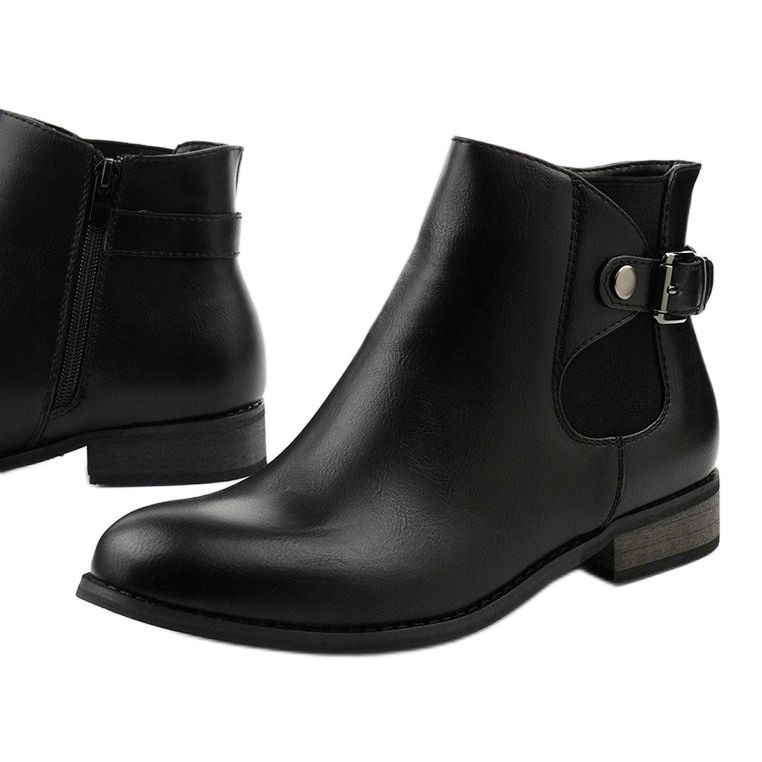 Stivaletti neri piatti con elastico e cerniera 20Y8035-1 nero 1