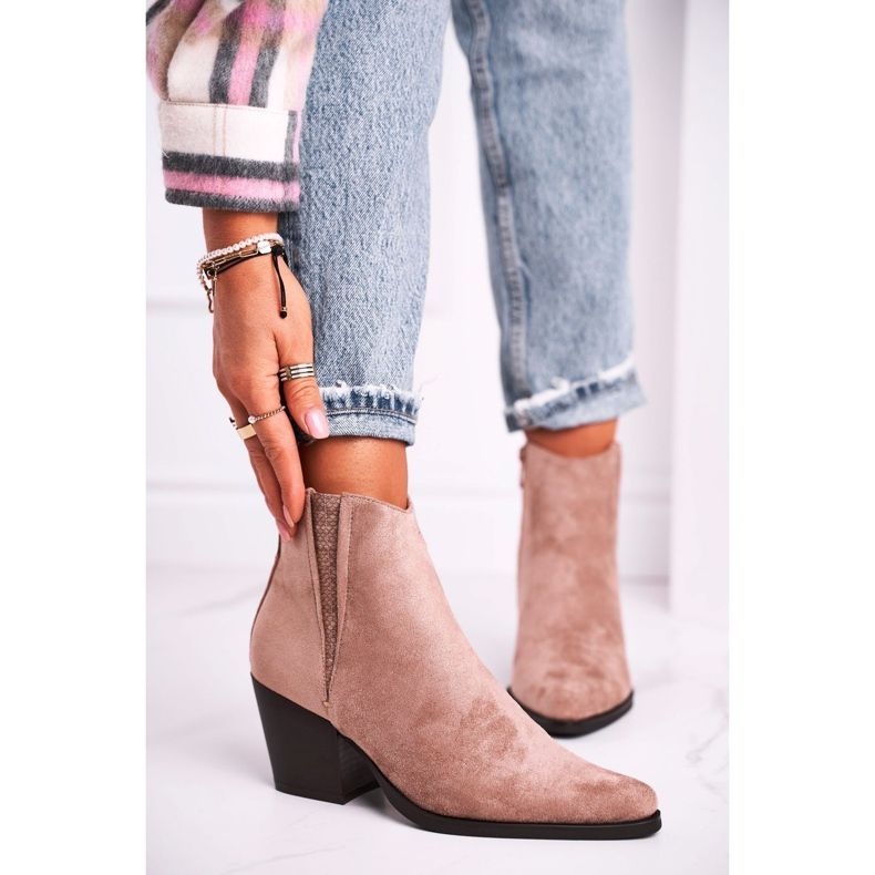 FB2 Stivali da donna con tacco alto color kaki beige rosa 2