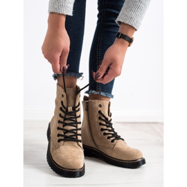 Small Swan Trapper in pelle scamosciata beige marrone 1