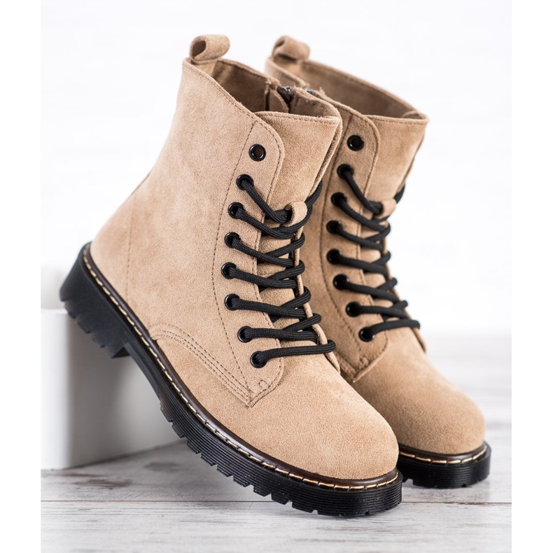 Small Swan Trapper in pelle scamosciata beige marrone 2