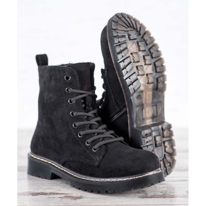 Small Swan Trapper in pelle scamosciata nero 1