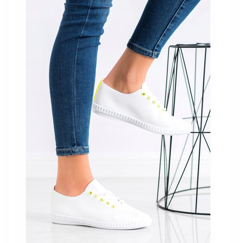 SHELOVET Sneakers Leggere Con Ecopelle bianco giallo 2